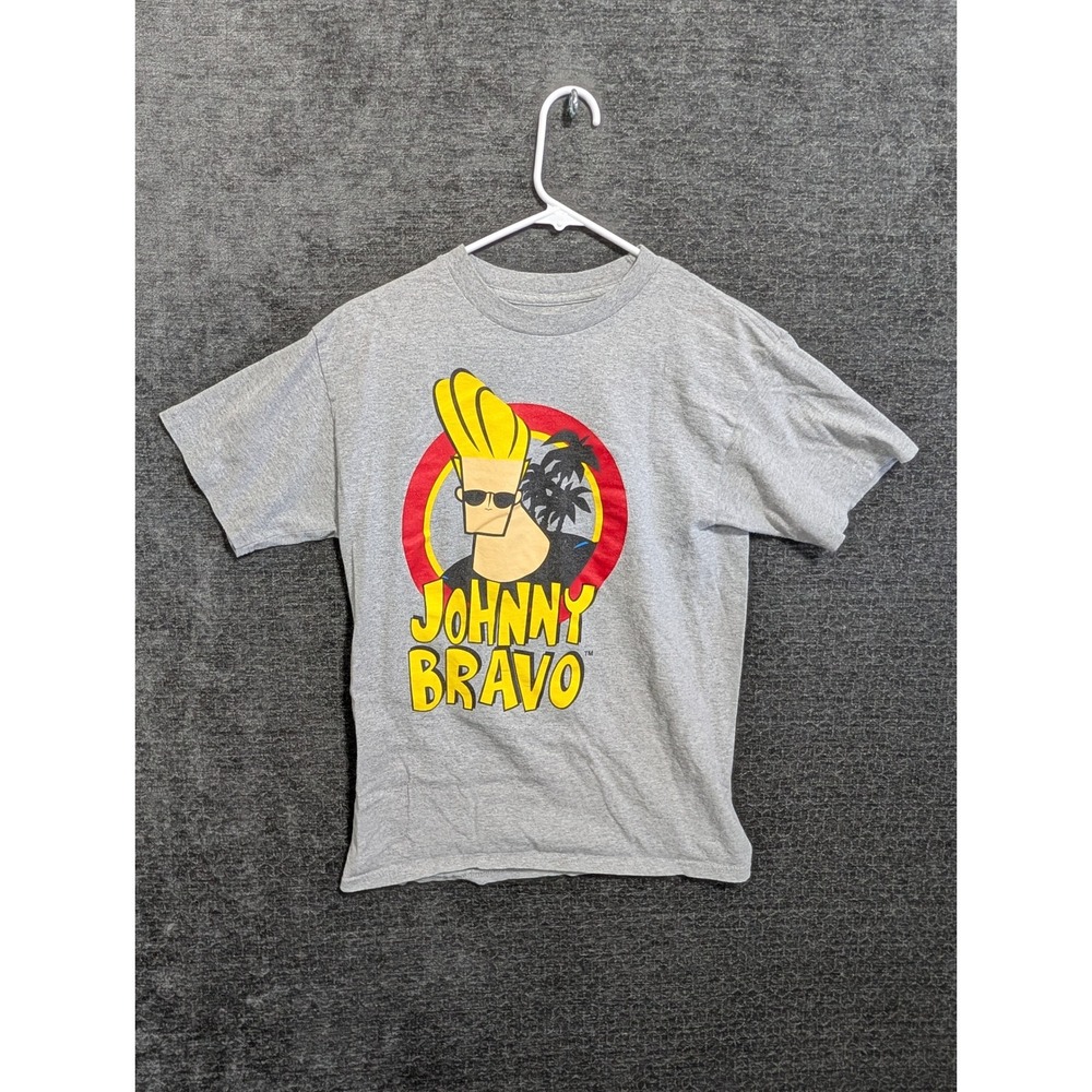 Cartoon Network Johnny Bravo Graphic T-Shirt Gray Mens Medium MD 1919